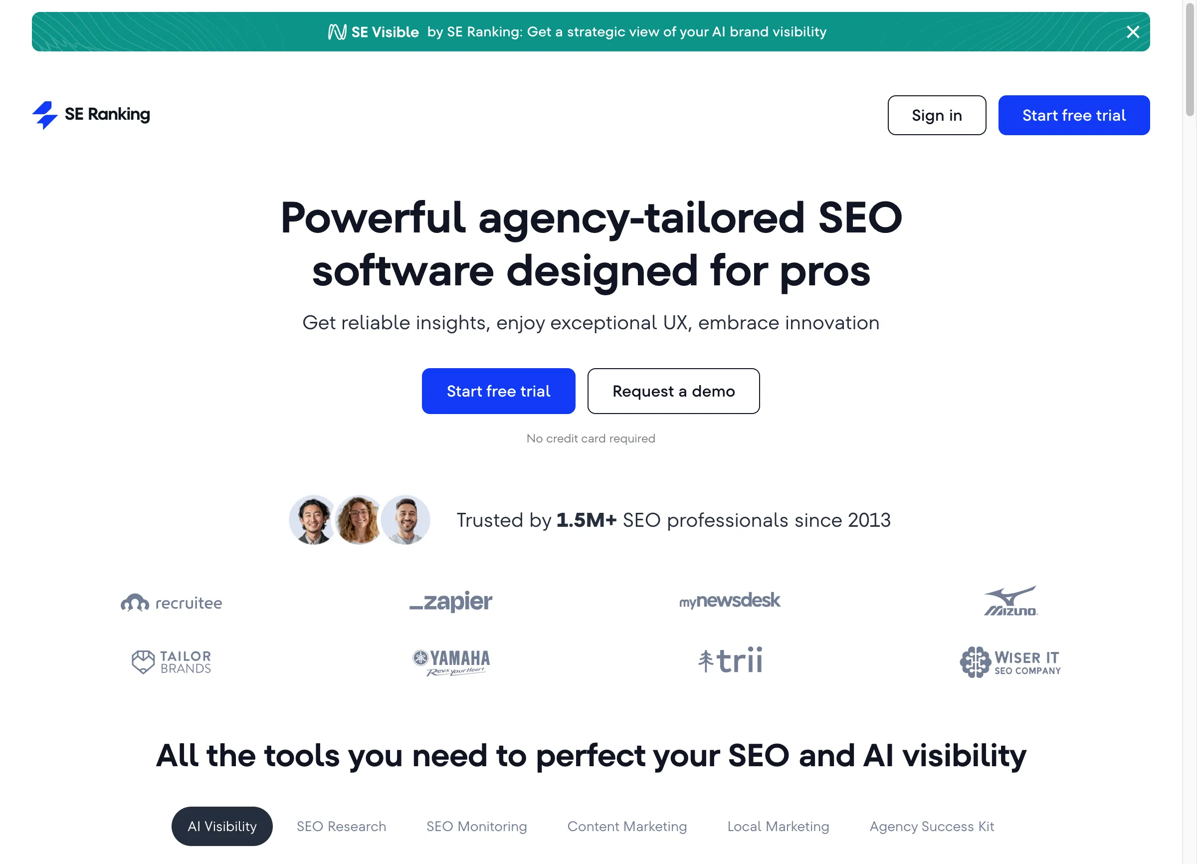 SE Ranking SEO platform with AI visibility tracking tools